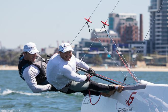 Leaders by four points now after Day Three, the Van Kerckhof brothers, which is significantly reduced from the previous day - Pinkster Gin 2017 F18 Australian Championship ©  Alex McKinnon Photography http://www.alexmckinnonphotography.com